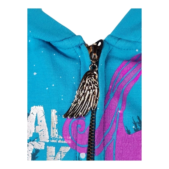 Crystal Rock by Christian Audigier Zip Hoodie S Blue Pink Y2K Limited Edition - Picture 5 of 15